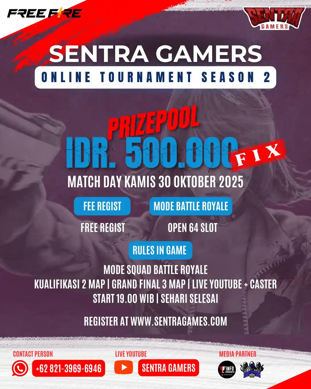 FREE FIRE SENTRA GAMERS ONLINE TOURNAMENT SEASON 2